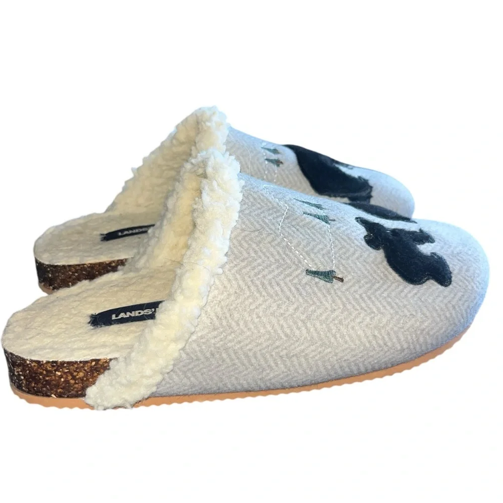 LANDS END Slippers Womens 10‎ Sherpa Lined Mamma & Baby Bear - Picture 4 of 8